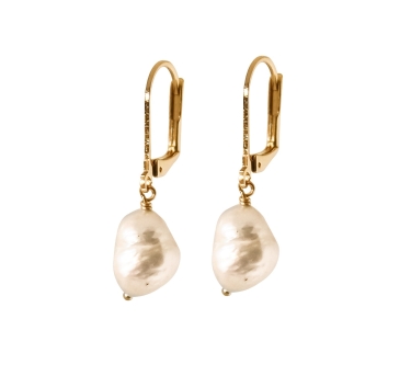 DORMEUSES DREAM QUEEN WHITE PEARL DORE OR FIN 24K