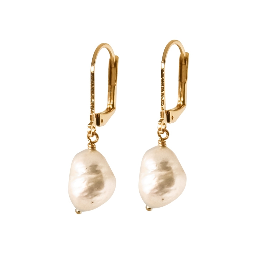 DORMEUSES DREAM QUEEN WHITE PEARL DORE OR FIN 24K