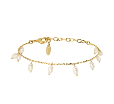 BRACELET DREAM RICE WHITE PEARL DORE OR FIN 24K