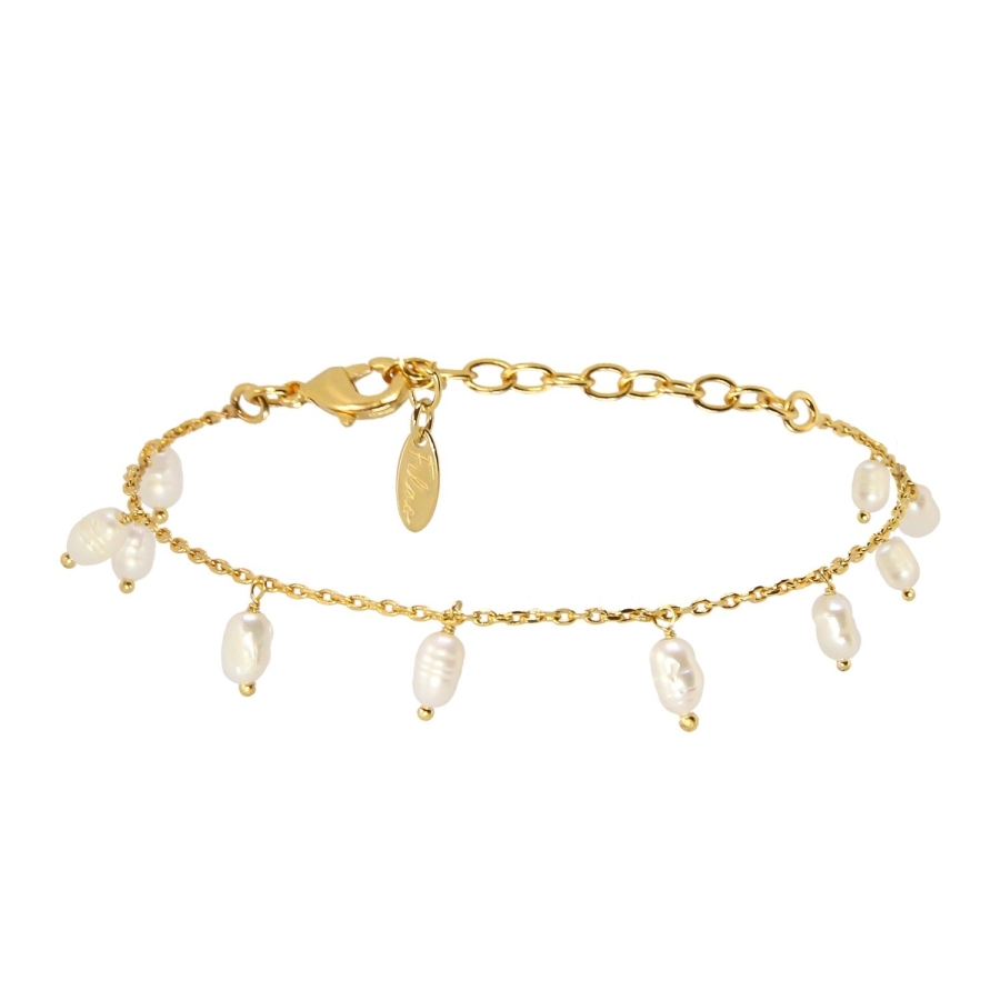 BRACELET DREAM RICE WHITE PEARL DORE OR FIN 24K