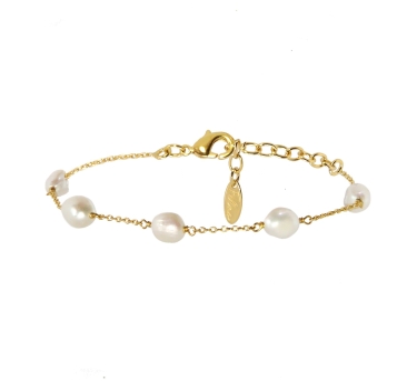 BRACELET DREAM ISLAND WHITE PEARL DORE OR FIN 24K