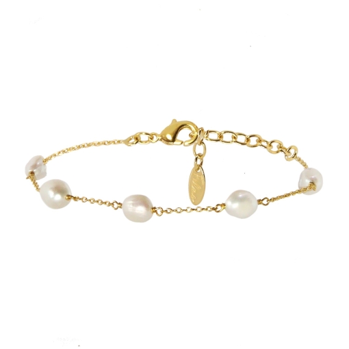 BRACELET DREAM ISLAND WHITE PEARL DORE OR FIN 24K