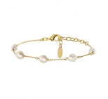BRACELET DREAM ISLAND WHITE PEARL DORE OR FIN 24K