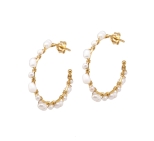 BOUCLES ANNEAUX DREAM WHITE PEARL DORE OR FIN 24K