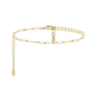 CHAINE DE PIED DREAM SEEDS WHITE PEARL DORE OR FIN 24K