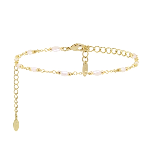 CHAINE DE PIED DREAM SEEDS WHITE PEARL DORE OR FIN 24K