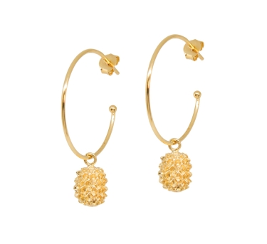 BOUCLES ANNEAUX GRAINE FILAO DORE OR FIN 24K