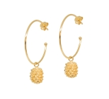 BOUCLES ANNEAUX GRAINE FILAO DORE OR FIN 24K