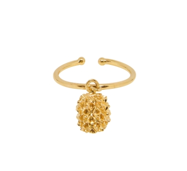 BAGUE GRAINE FILAO PLAQUE OR 24K
