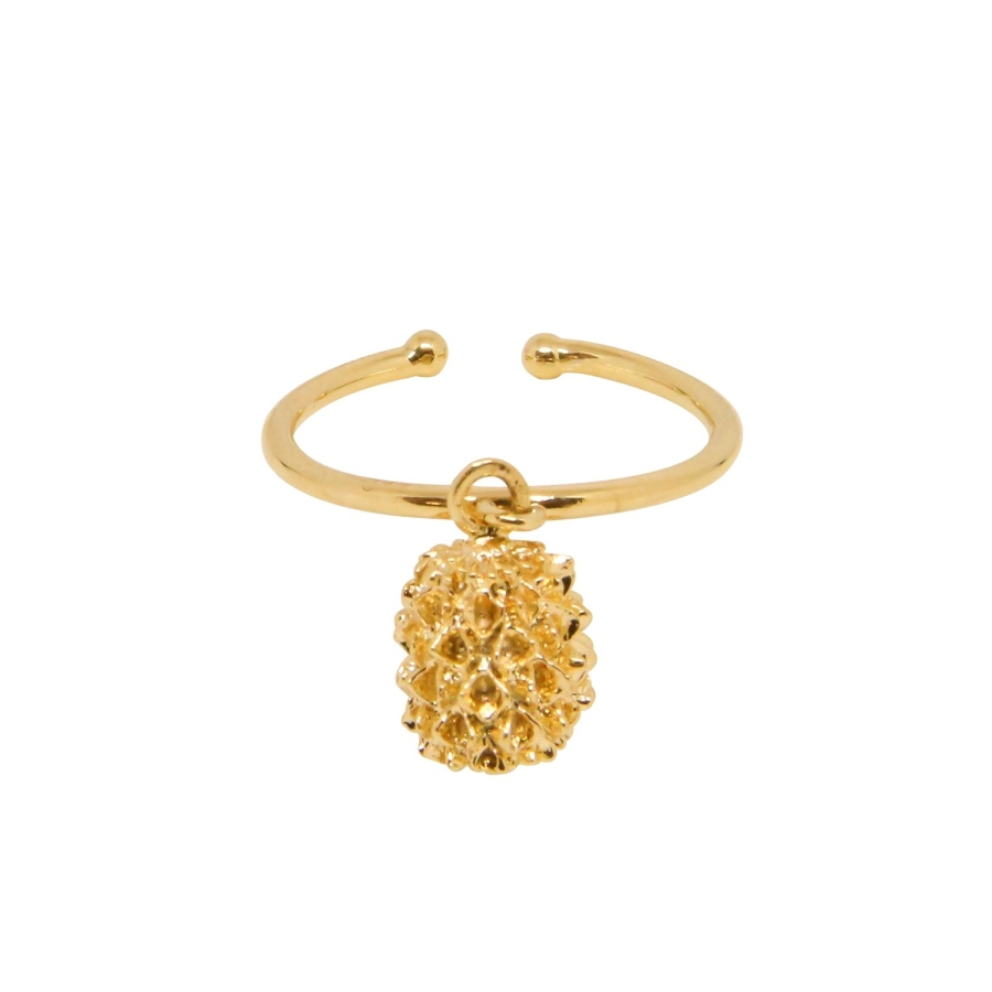 BAGUE GRAINE FILAO PLAQUE OR 24K