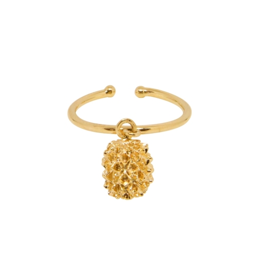 BAGUE GRAINE FILAO PLAQUE OR 24K