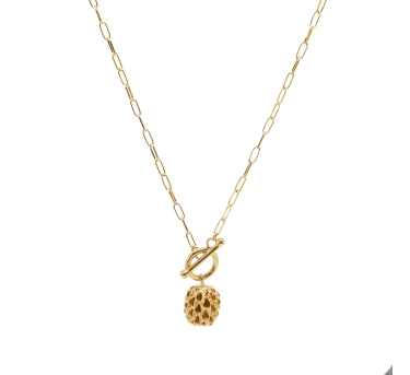 CHAINE QUEEN FILAO 51CM DORE OR FIN 24K