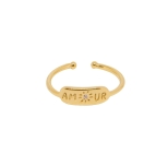BAGUE AMOUR ZIRCO PLAQUE OR FIN 24K