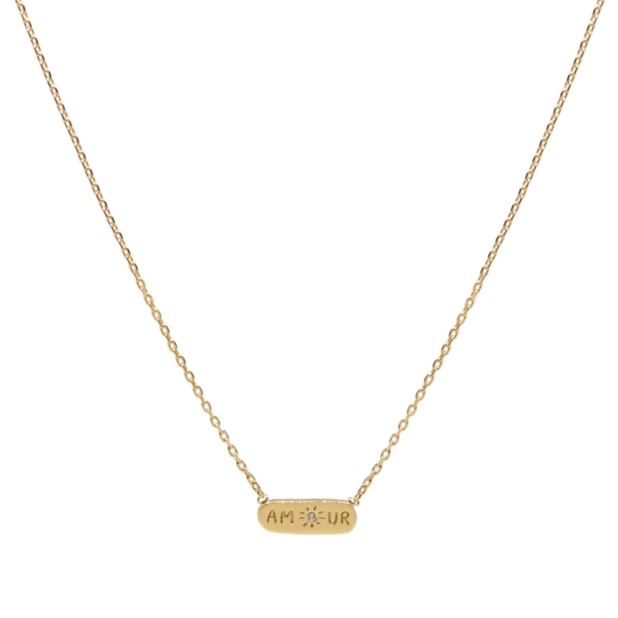 CHAINE AMOUR ZIRCO 1,25MM DORE OR FIN 24K