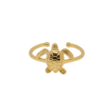 BAGUE TURTLE PLAQUE OR 24K