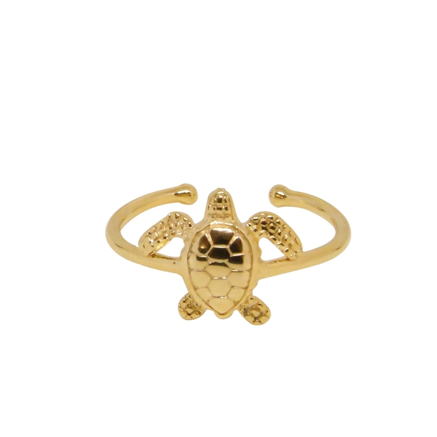 BAGUE TURTLE PLAQUE OR 24K