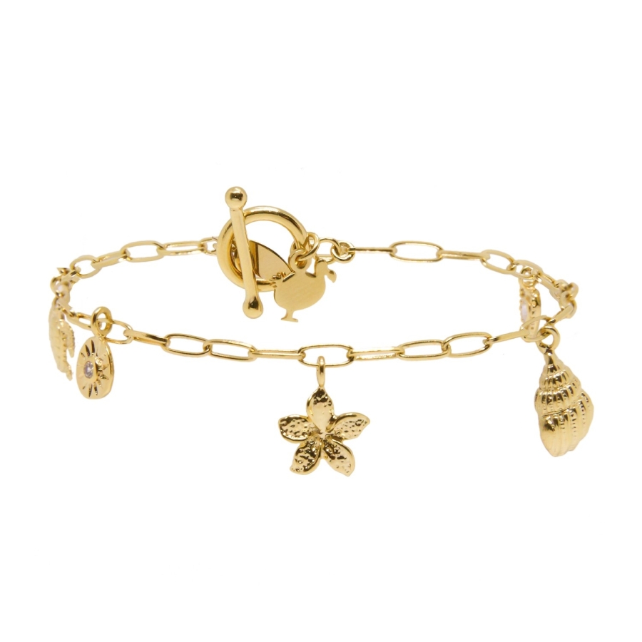 BRACELET ISLAND CHARMS DORE OR FIN 24K