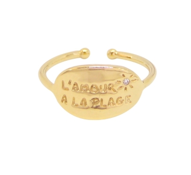 BAGUE L'Amour a La Plage PLAQUE OR FIN 24K
