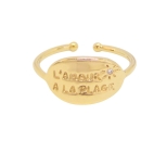 BAGUE L'Amour a La Plage PLAQUE OR FIN 24K