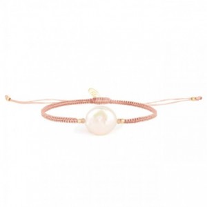 bracelet macramé rose perle d'eau douce naturelle ile maurice