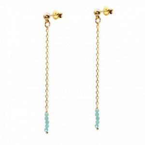 boucles chaines dorées or fin 24 carats perles amazonite ile maurice.