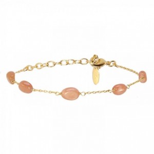 bracelet doré à l'or fin 24 carats perles peach moonstone ile maurice