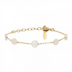 bracelet doré à l'or fin 24 carats perles pierres de lune ile maurice