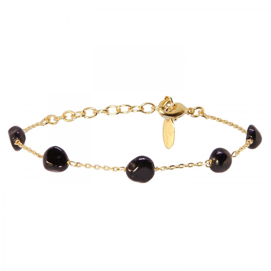 bracelet doré à l'or fin 24 carats perles spinelle ile maurice