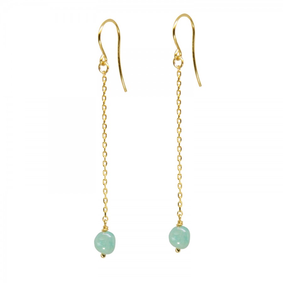 boucles chaines dorées or fin 24 carats amazonite ile maurice