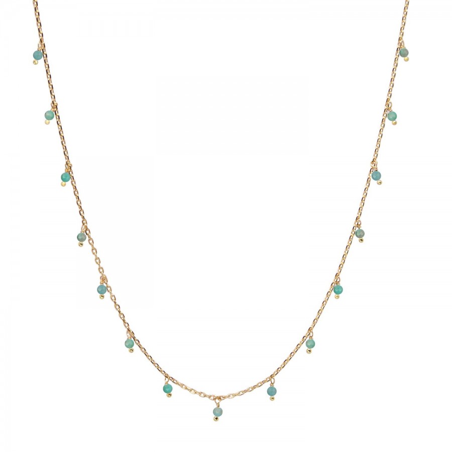 chaine dorée or fin 24 carats perles pierre de turquoise ile maurice.