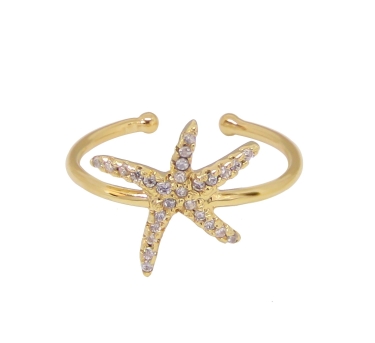 BAGUE Starfish PLAQUE OR FIN 24K