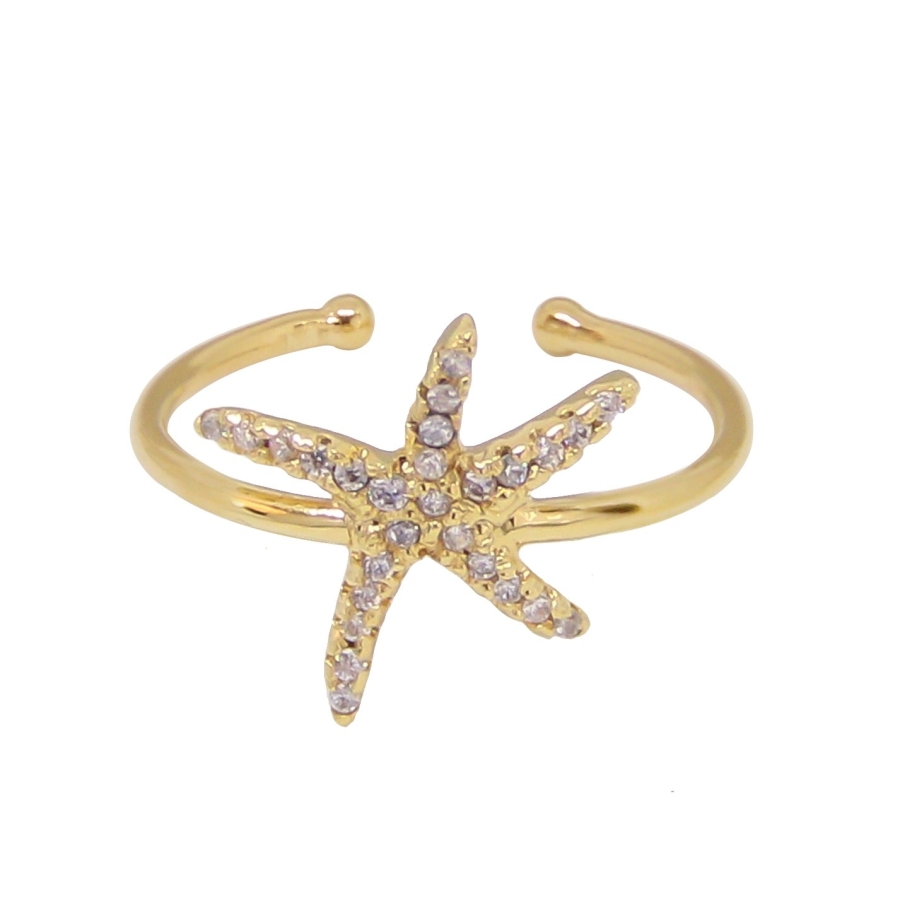 BAGUE Starfish PLAQUE OR FIN 24K