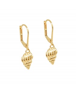 boucles dormeuses dorées or fin 24 carats coquillage triton ile maurice