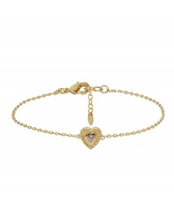 bracelet cœur zirconium doré or fin 24 carats ile maurice