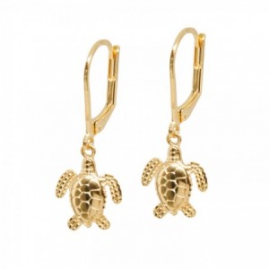 boucles dormeuses tortue dorées or fin 24 carats ile maurice