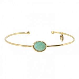 jonc doré or fin 24K spierre d'amazonite ile maurice