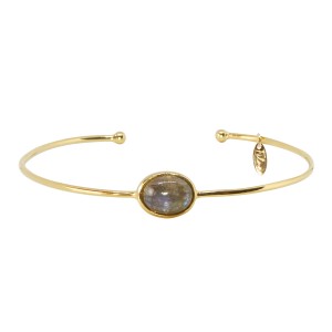 jonc doré or fin 24K pierre de labradorite ile maurice