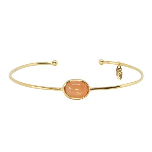jonc doré or fin 24K  peach moon stone ile maurice