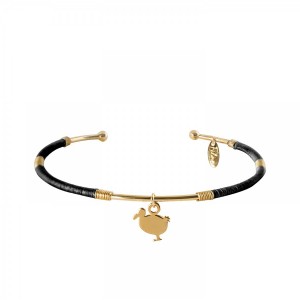 jonc Little Dodo noir doré or fin 24 carats ile maurice