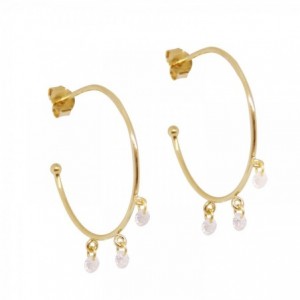 BOUCLES ANNEAUX TRESOR WHITE ZWARO DORE OR FIN 24K