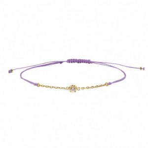 GRIGRI CHAINE TRESOR  ZIRCO LILAS DORE OR FIN 24K