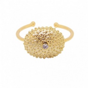 BAGUE OURSIN ZIRCO PLAQUE OR 24K