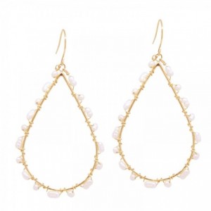 BOUCLES GOUTTES DREAM WHITE PEARL DORE OR FIN 24K