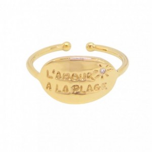 BAGUE L'AMOUR A LA PLAGE DORE OR FIN 24K
