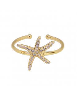 BAGUE STARFISH DORE OR FIN 24K