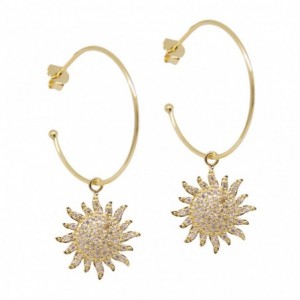 ANNEAUX BIG SUN STRASS DORE OR FIN 24K