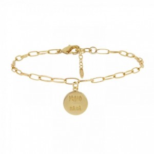 BRACELET MEDAILLE MAKE A WISH DORE OR FIN 24K