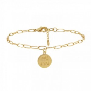 BRACELET MEDAILLE PROUD MAMA DORE OR FIN 24K