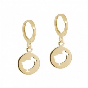 CREOLES MEDAILLE DODO SHINY DORE OR FIN 24K