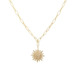 CHAINE BIG SUN STRASS 45CM DORE OR FIN 24K